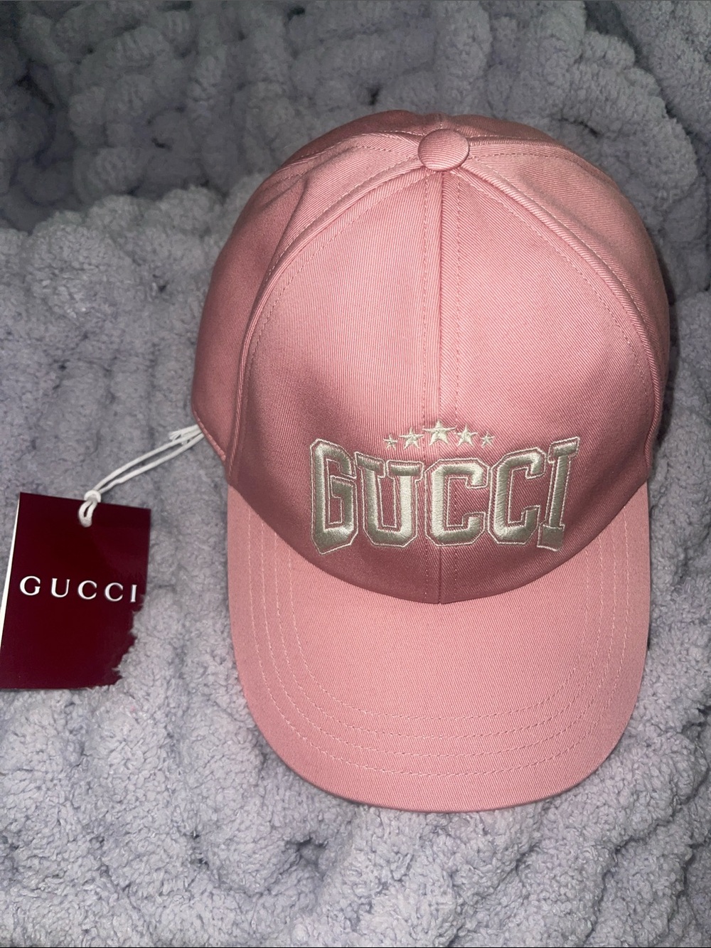 Gucci Pink Embroidered Logo Cap